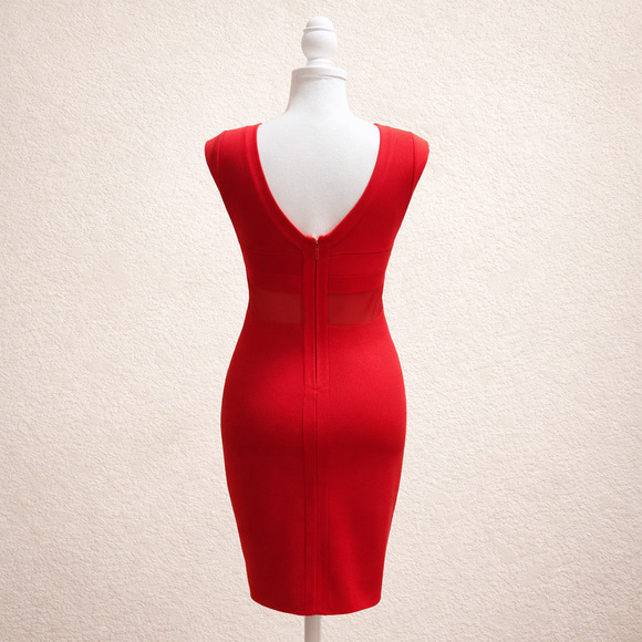 Hot Miami Styles Red Bodycon Dress Cutout New Year Valentine Cocktail S - Picture 2 of 13